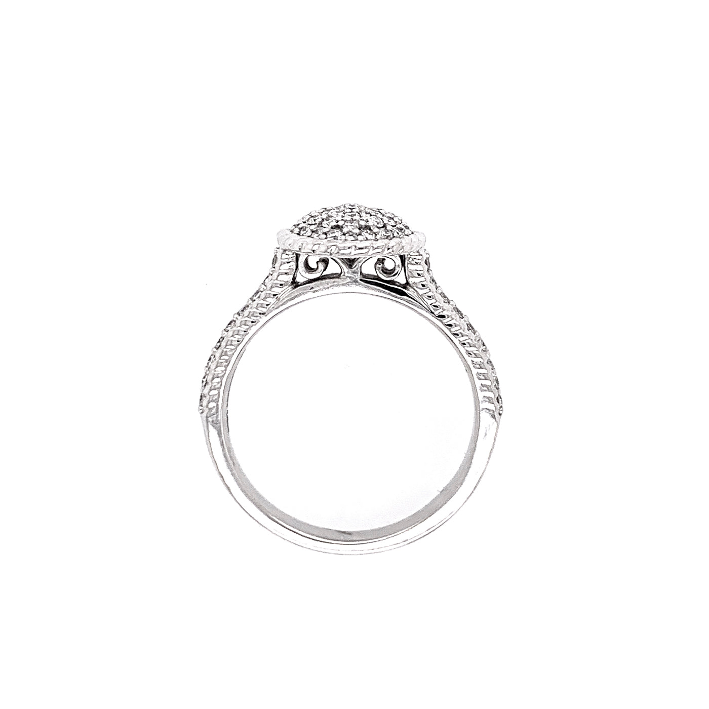 White Gold Oval Pave Ring