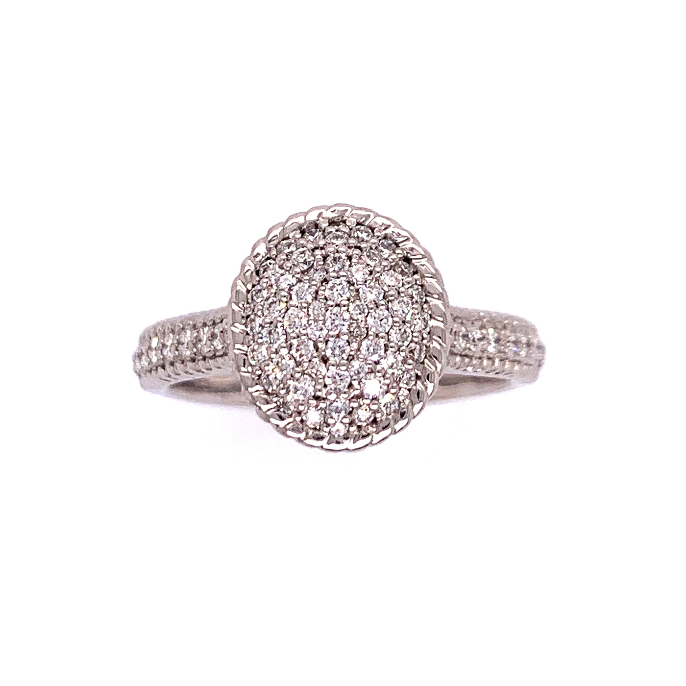 White Gold Oval Pave Ring