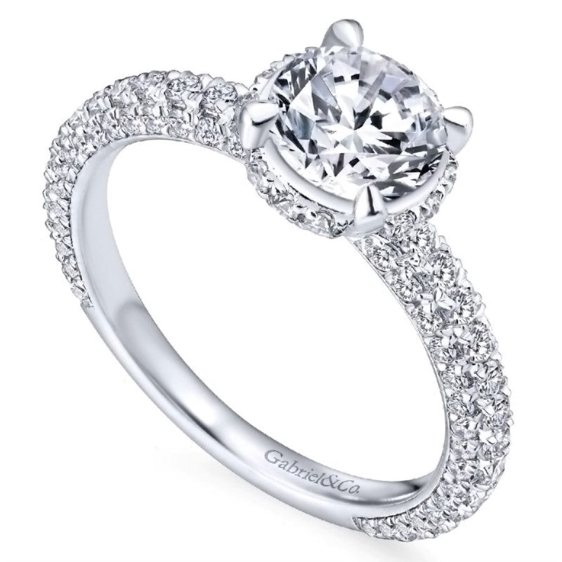 14K White Gold Pave Diamond Engagement Ring