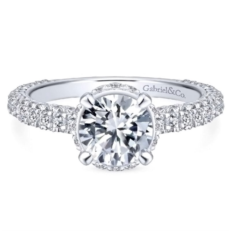 14K White Gold Pave Diamond Engagement Ring