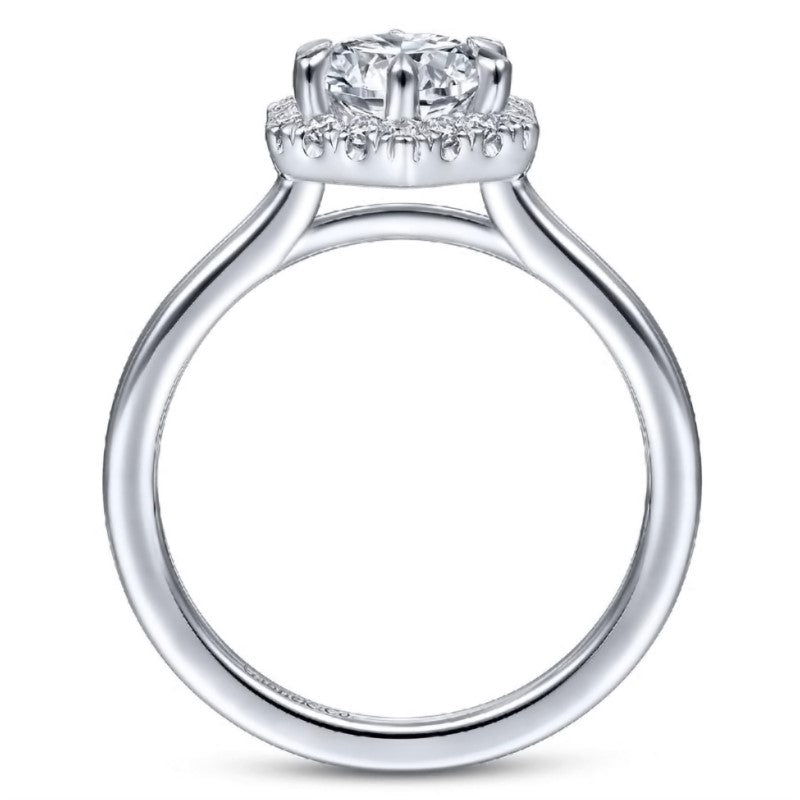 White Gold Diamond Hexagon Halo Engagement Ring
