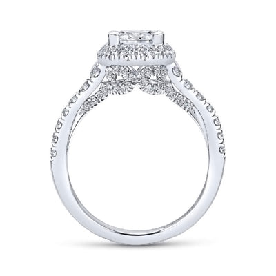 White Gold Square Halo Diamond Enagagement Ring