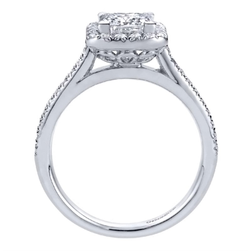 White Gold Diamond Square Halo Engagement Ring