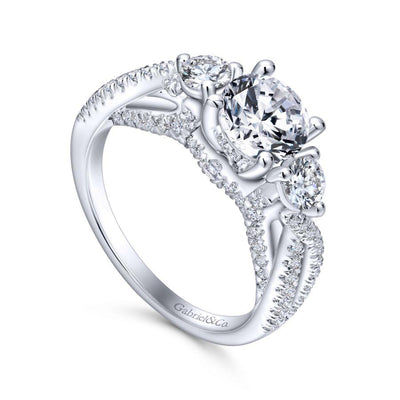 14K White Gold Diamond Split Shank Engagement Ring