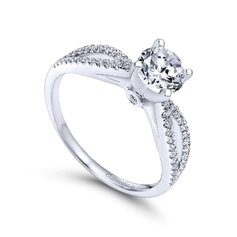 14K White Gold Open Eyelet Engagement Ring