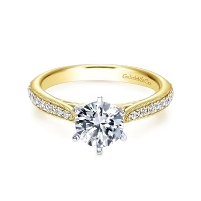 Gold Diamond Milgrain Engagement Ring