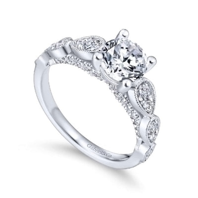 White Gold Milgrain Diamond Engagement Ring