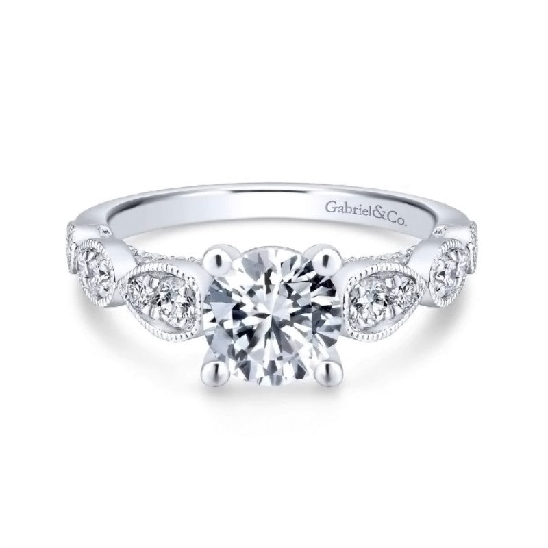 White Gold Milgrain Diamond Engagement Ring