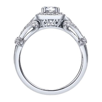 White Gold Diamond Halo Engagement Ring