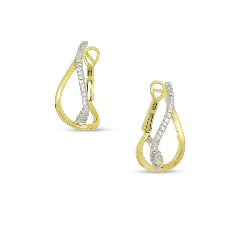 Yellow Gold Crossover Hoop Earrings