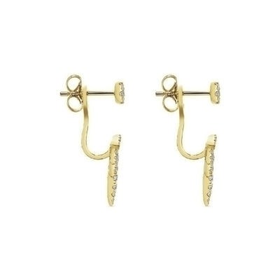 Yellow Gold Front Back Tapered Diamond Drop Earrings