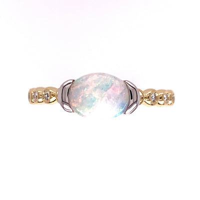 Yellow and White Gold Opal and Diamond Ring