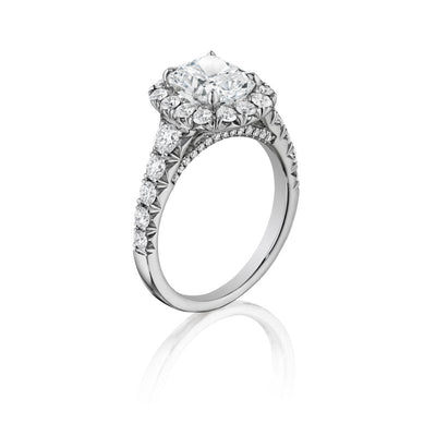 18K White Gold Halo Ring with Graduated Shank