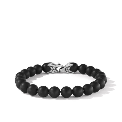 Spiritual Beads Bracelet in Sterling Silver with Black Onyx\, 8mm