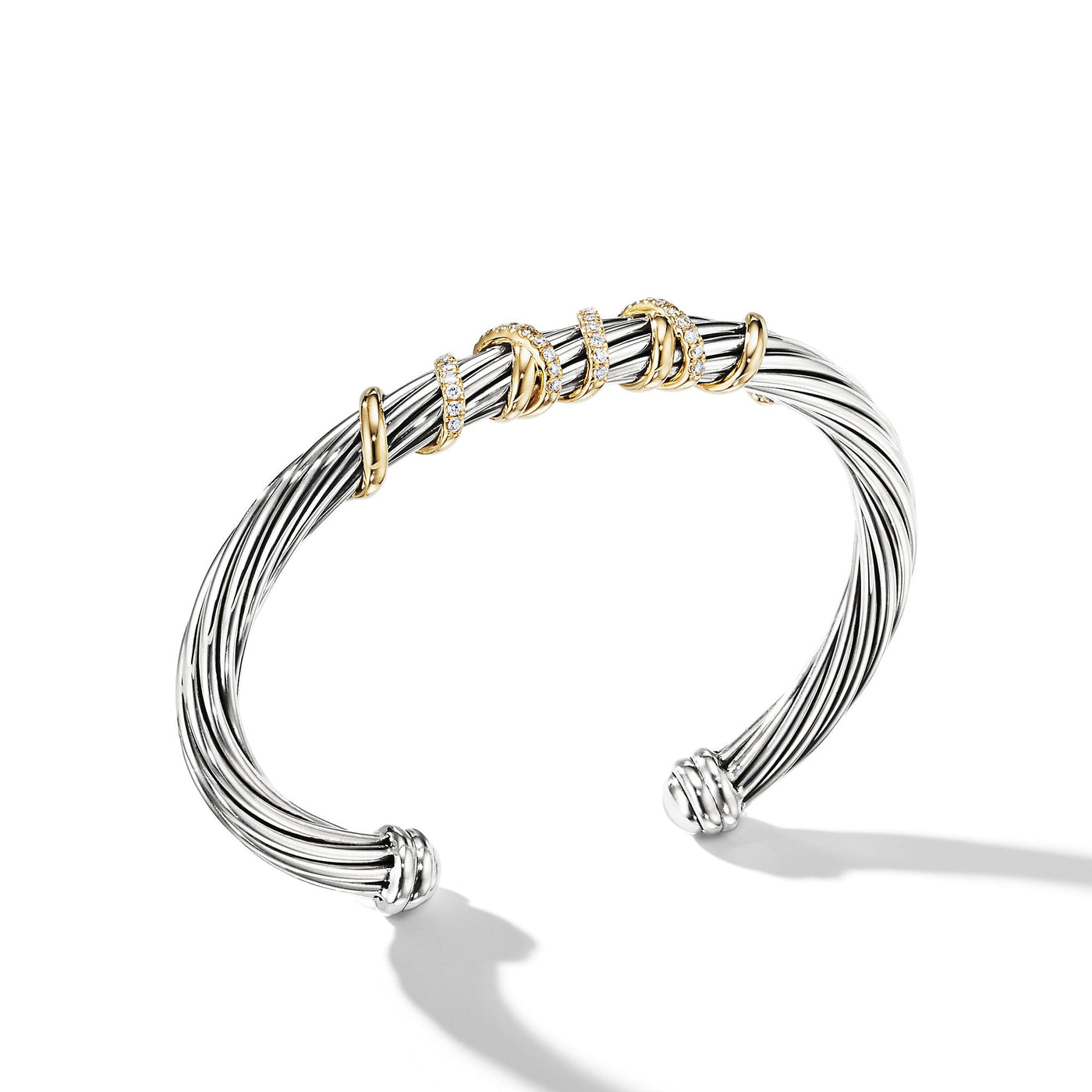 Helena Center Station Bracelet in Sterling Silver with 18K Yellow Gold and Diamonds\, 6mm