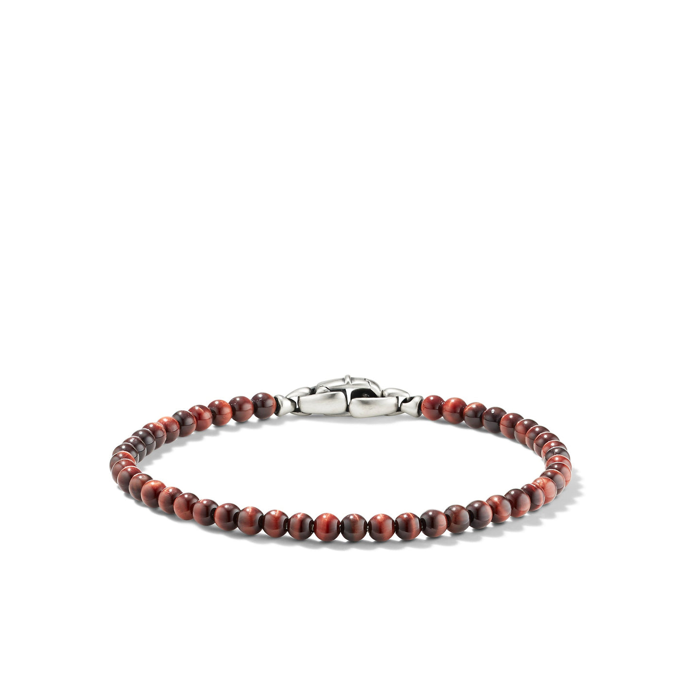 Spiritual Beads Bracelet in Red Tigers Eye with Sterling Silver\, 4mm