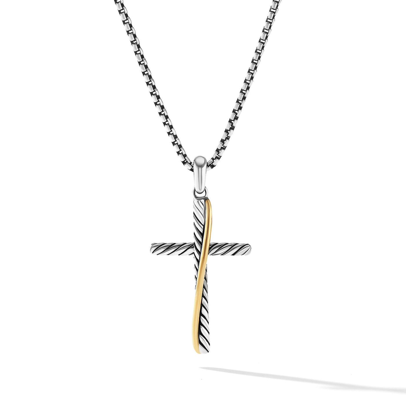 Crossover Cross Pendant in Sterling Silver with 18K Yellow Gold\, 34mm