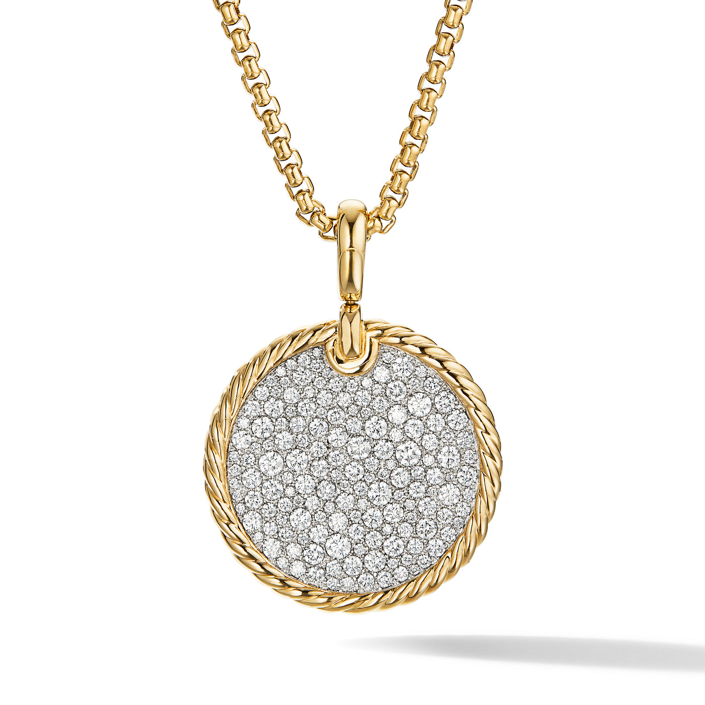 DY Elements® Disc Pendant in 18K Yellow Gold with Diamonds, 24mm