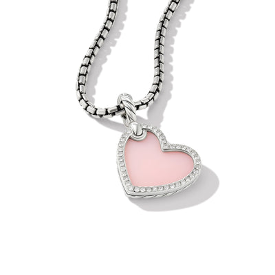 DY Elements® Heart Amulet in Sterling Silver with Pink Opal and Diamonds