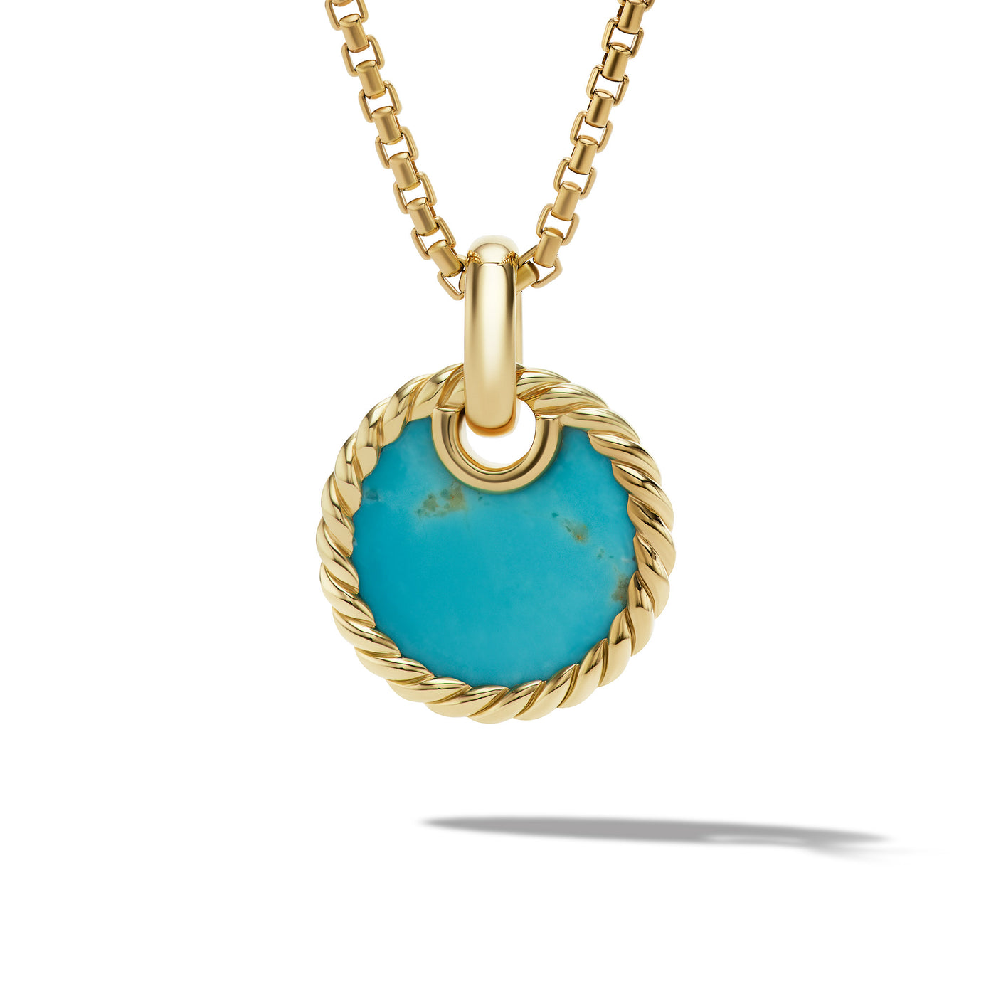 DY Elements® Disc Pendant in 18K Yellow Gold with Turquoise, 15.5mm