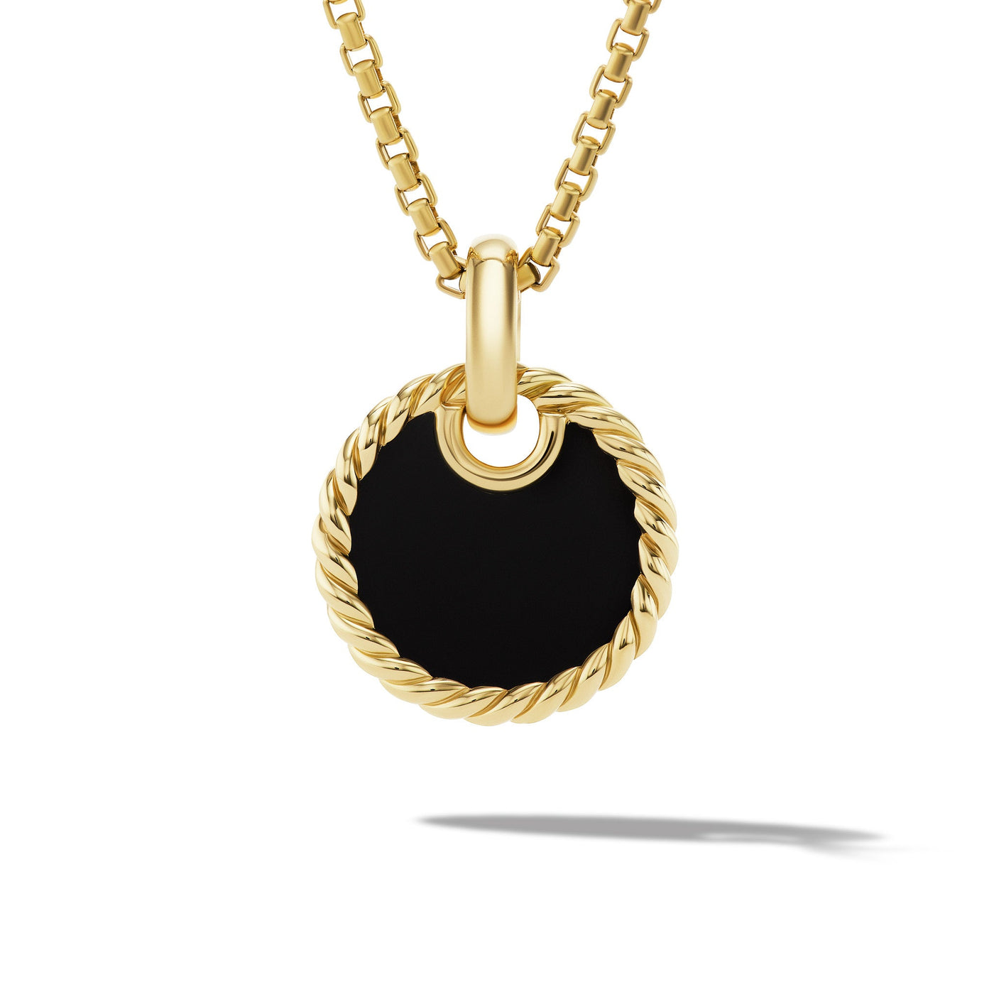DY Elements® Disc Pendant in 18K Yellow Gold with Black Onyx Reversible to Mother of Pearl\, 15.5mm