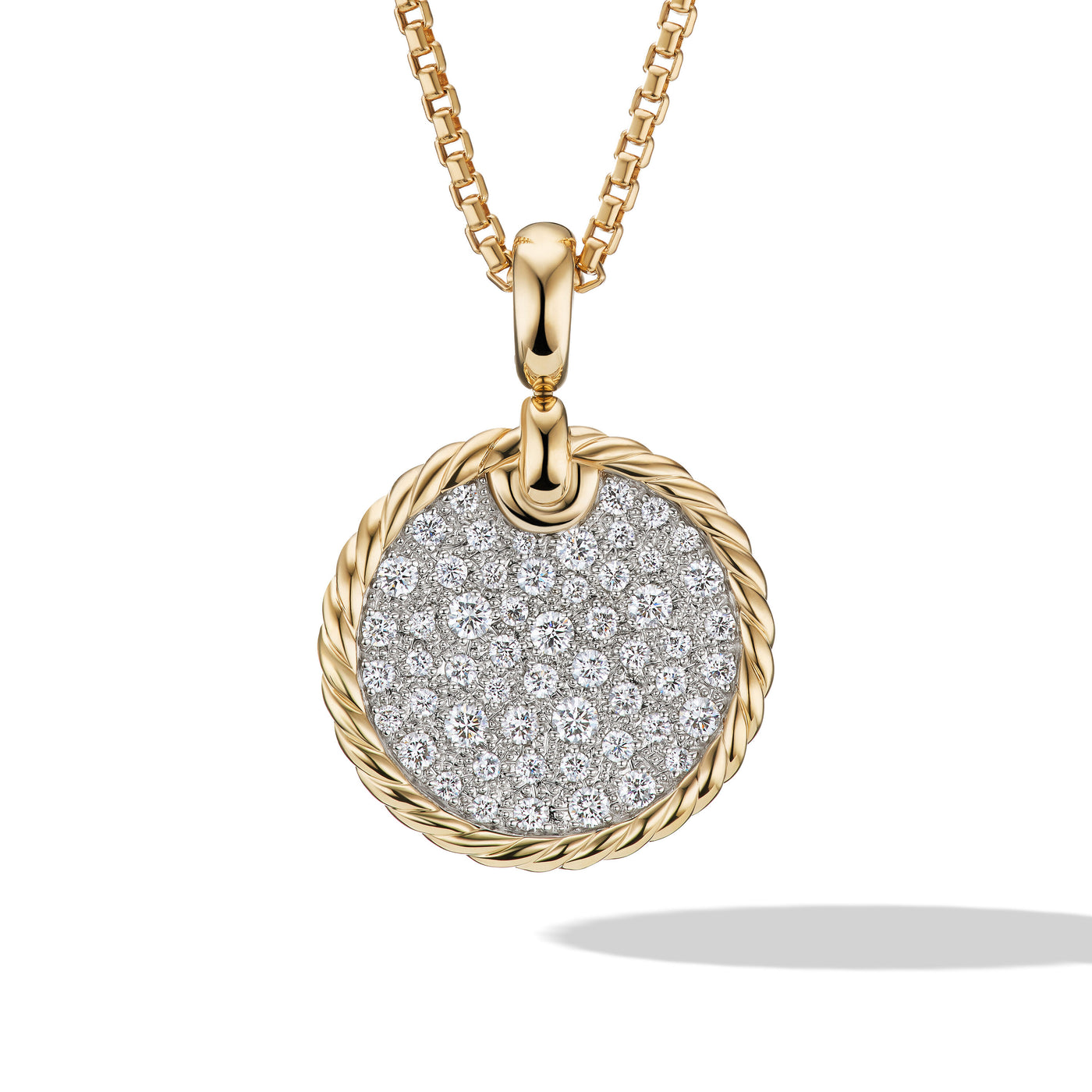 DY Elements® Disc Pendant in 18K Yellow Gold with Diamonds, 21.2mm