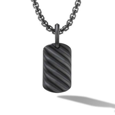 Sculpted Cable Tag in Black Titanium\, 21mm