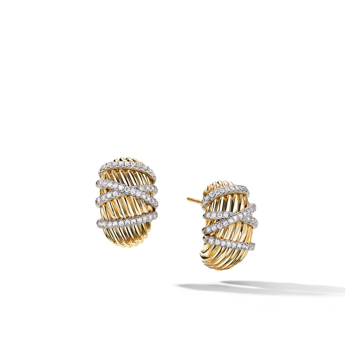 Helena Shrimp Earrings in 18K Yellow Gold with Diamonds\, 19.8mm