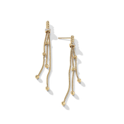 Petite Helena Chain Drop Earrings in 18K Yellow Gold with Pavé Diamonds\, 165mm