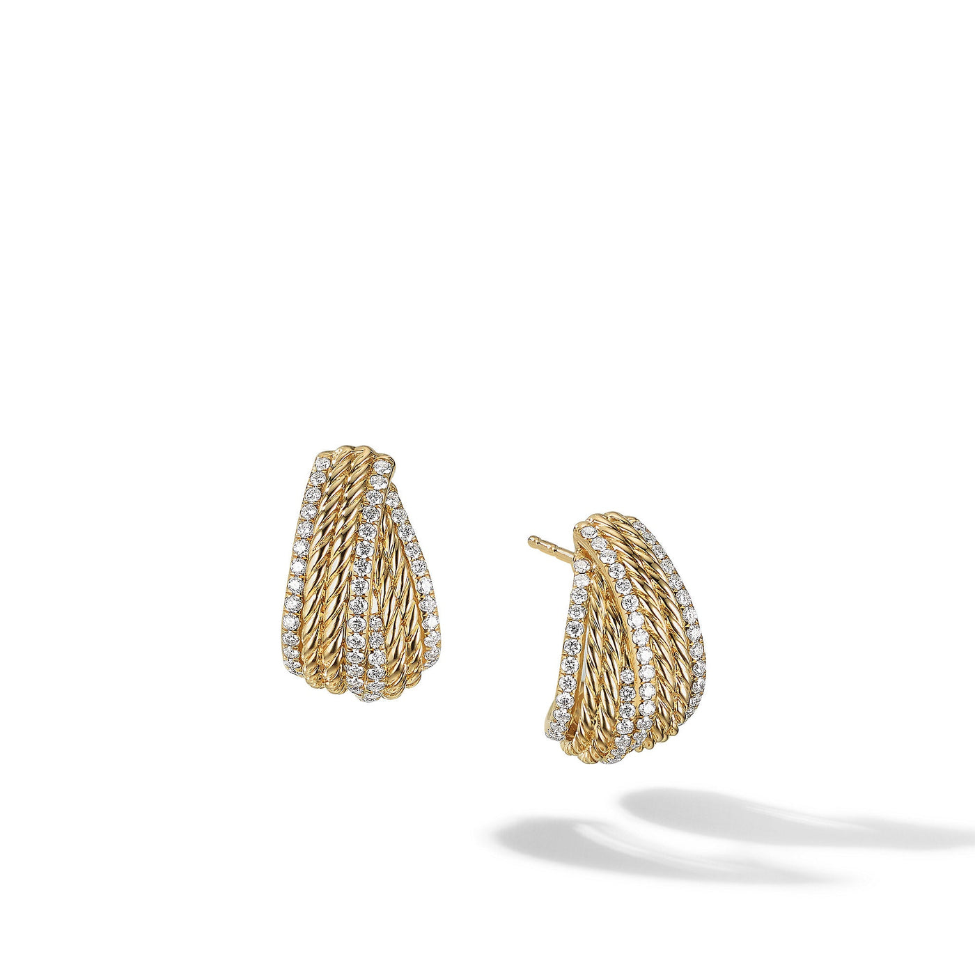 DY Origami Shrimp Earrings in 18K Yellow Gold with Diamonds\, 18.4mm