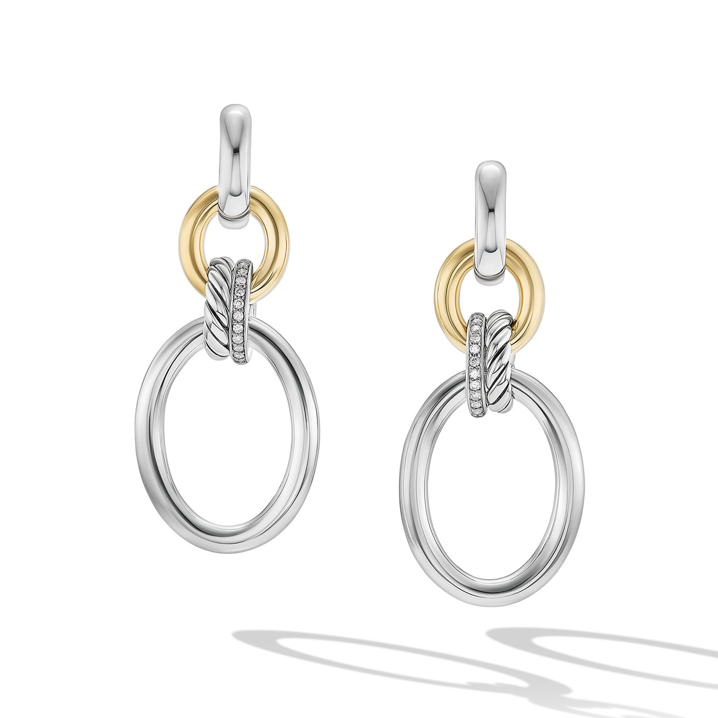DY Mercer? Circular Drop Earrings in Sterling Silver with 18K Yellow Gold and Diamonds, 50mm