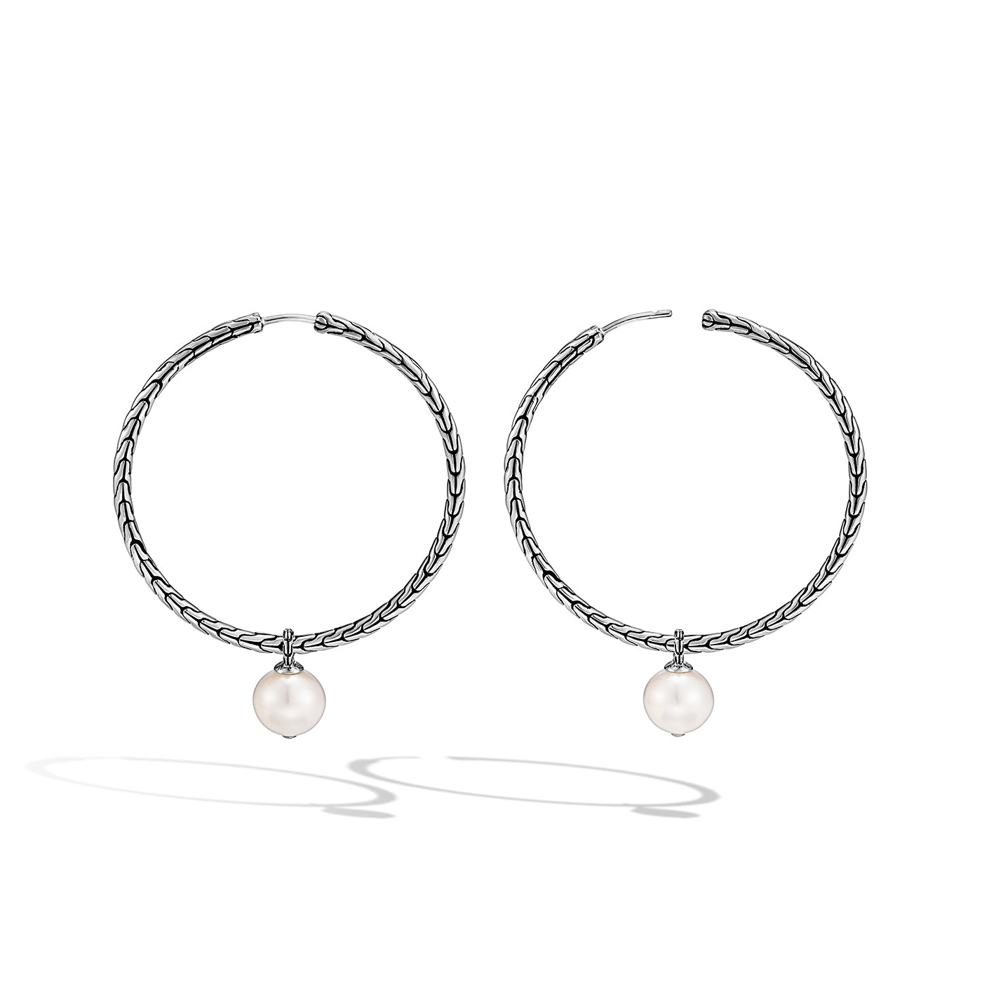 Sterling Silver Pearl Hoop Earrings