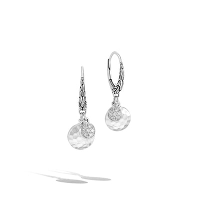 Hammered Drop Earrings With Diamonds