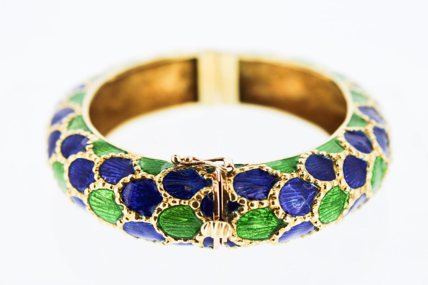 18kt Blue and Green Enamel scale bracelet
