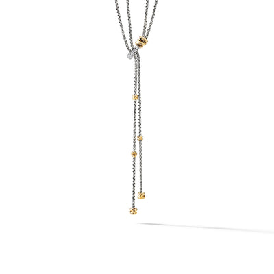 Petite Helena Y Necklace in Sterling Silver with 18K Yellow Gold and Diamonds