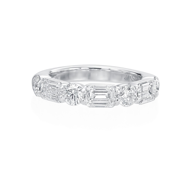 Emerald Cut And Round Dia Band