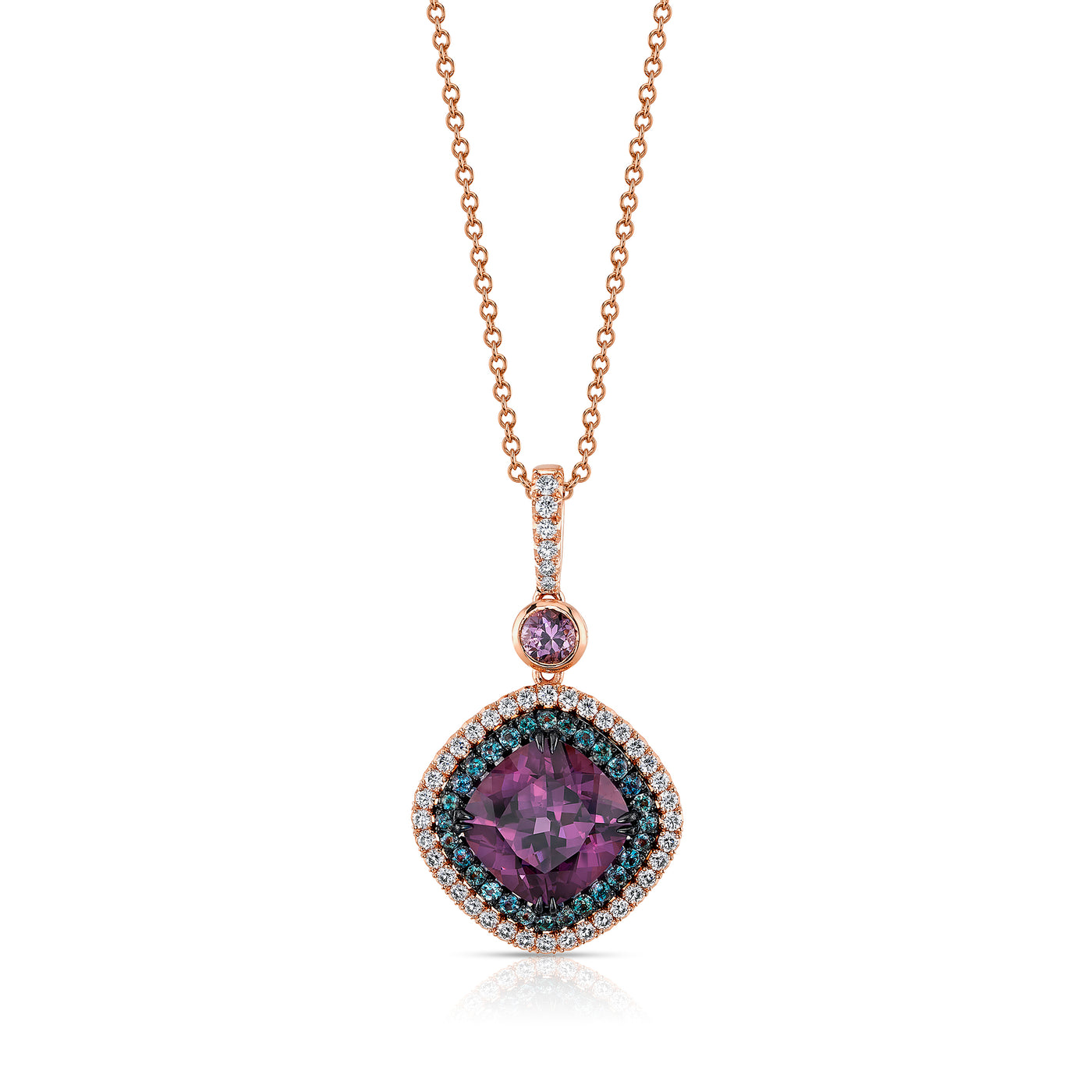 Purple Spinel Double Halo Necklace