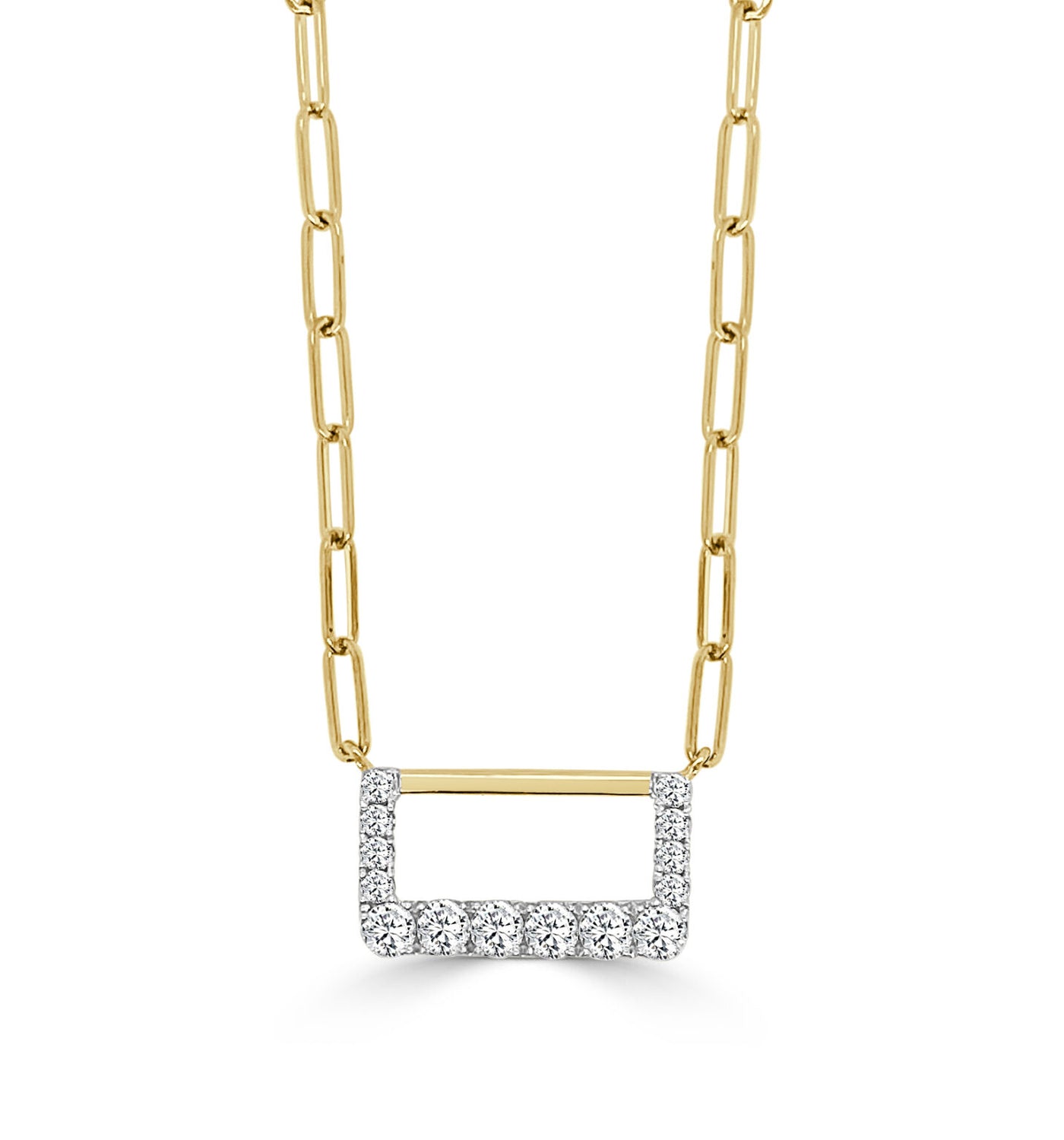 Yellow and White Gold Rectangle Necklace
