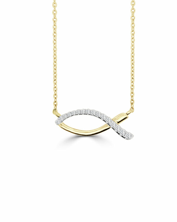 White and Yellow Gold Fish Pendant