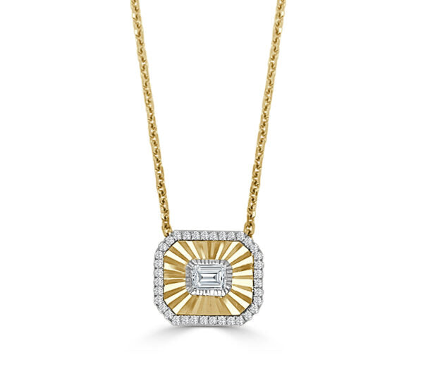 Yellow Gold Diamond Rectangle Pendant