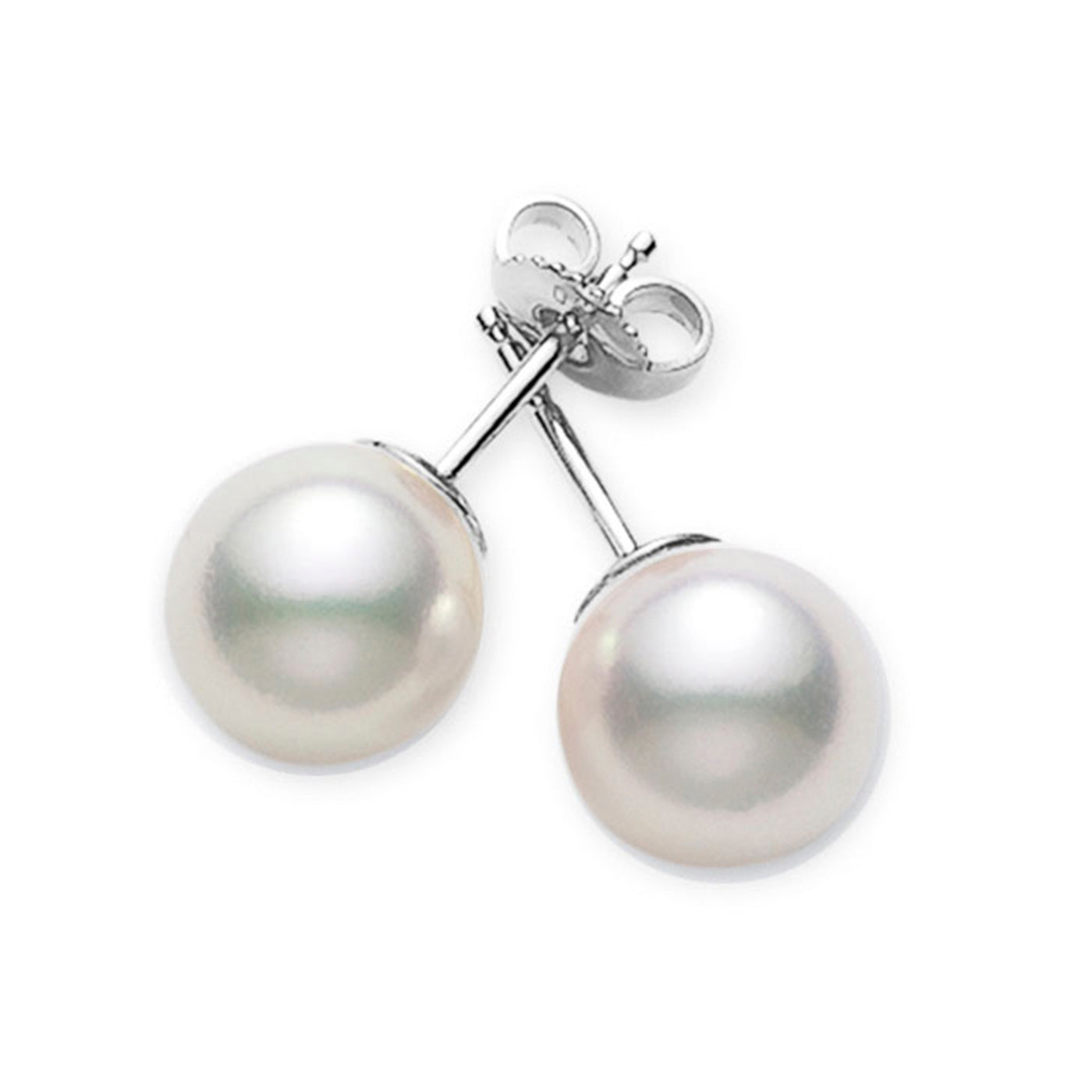 White Gold Pearl Stud Earrings