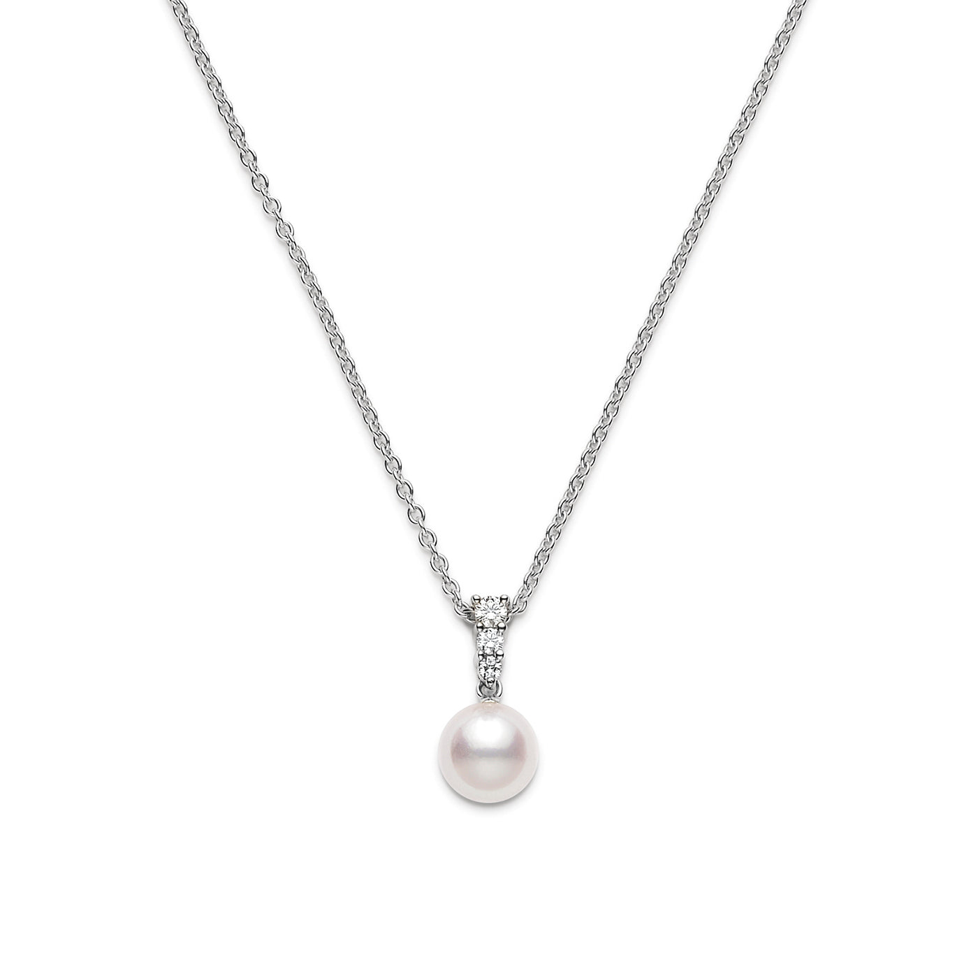 White Gold Diamond Pearl Pendant