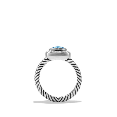 Petite Albion® Ring in Sterling Silver with Blue Topaz and Diamonds\, 7mm