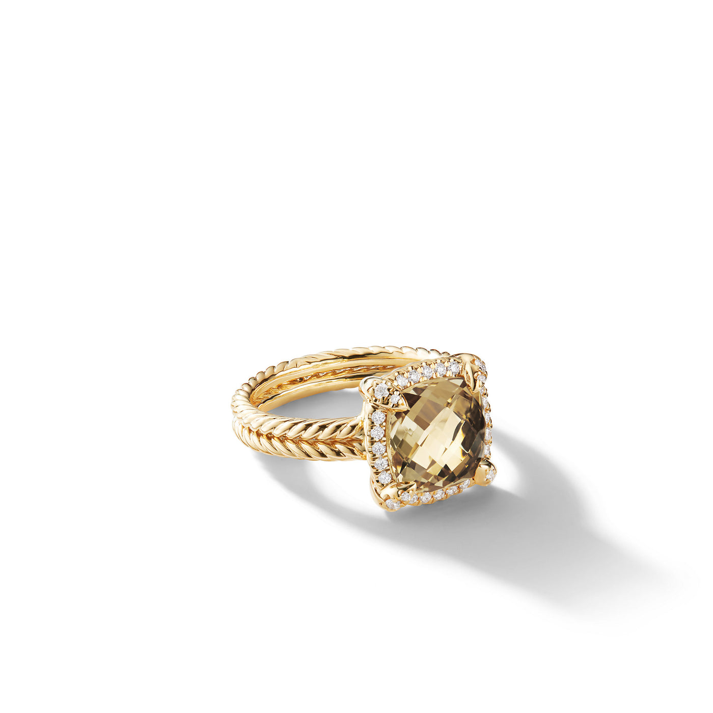 Chatelaine® Pavé Bezel Ring in 18K Yellow Gold with Champagne Citrine and Diamonds, 9mm