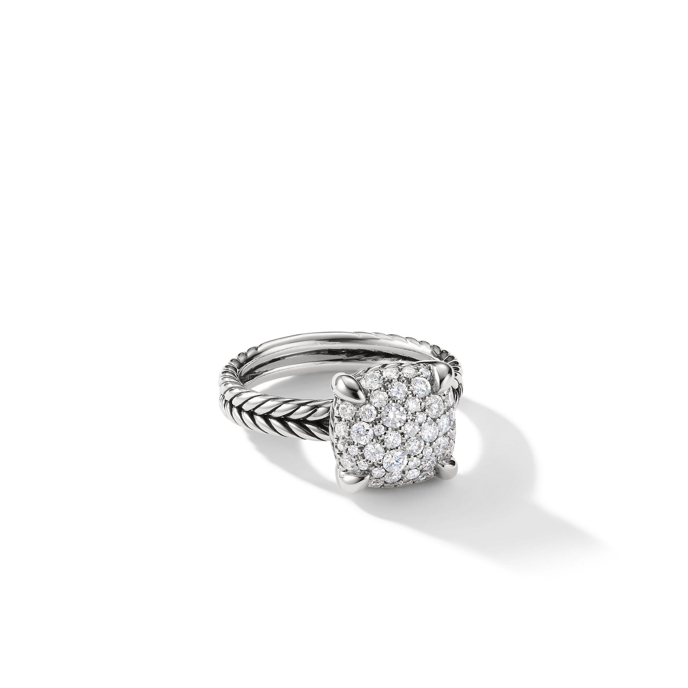 Chatelaine® Ring in Sterling Silver with Pavé Diamonds, 11mm