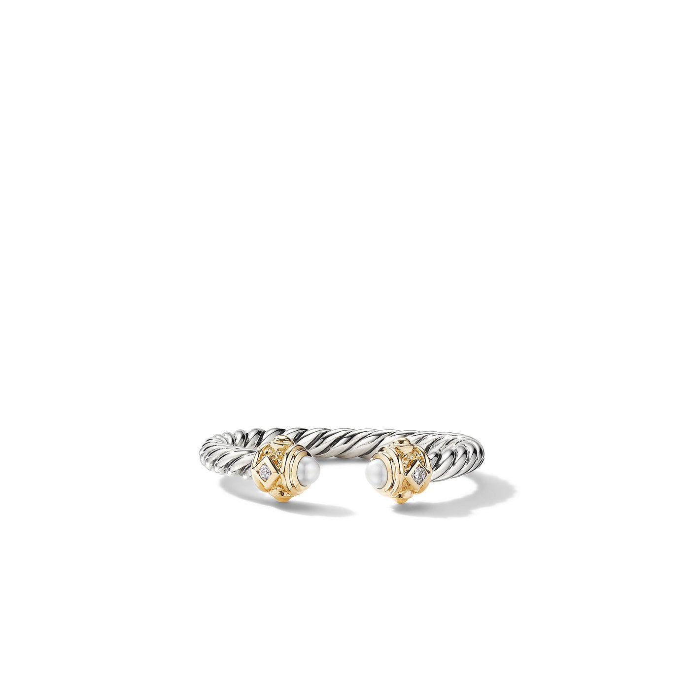 Renaissance Ring in Sterling Silver with 14K Yellow Gold\, Pearls and Diamonds\, 2.3mm