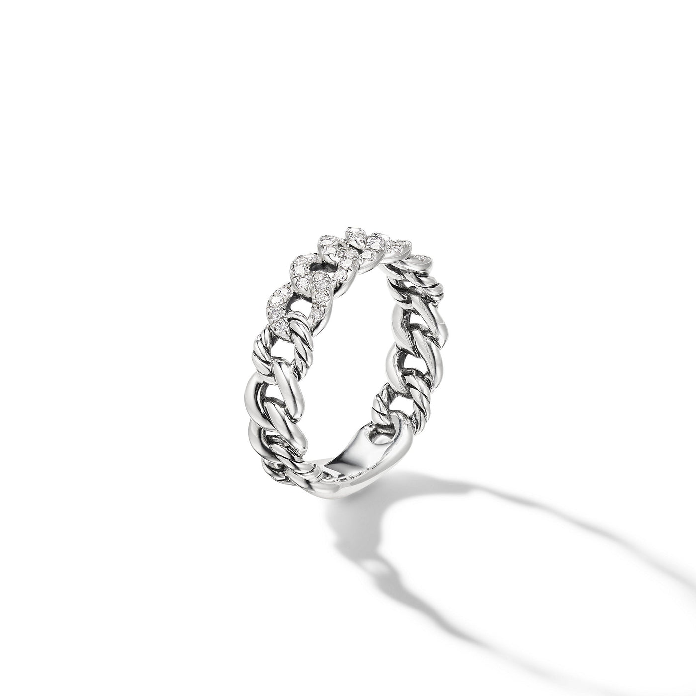 Belmont® Curb Link Band Ring in Sterling Silver with Diamonds\, 5mm