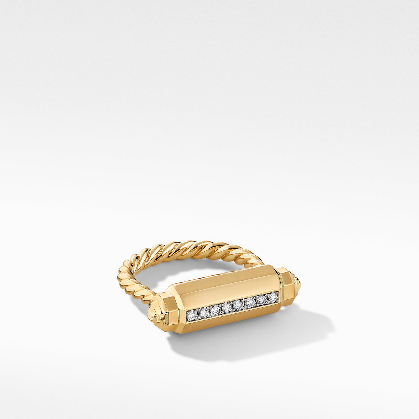 Lexington Barrel Ring in 18K Yellow Gold with Pavé Diamonds