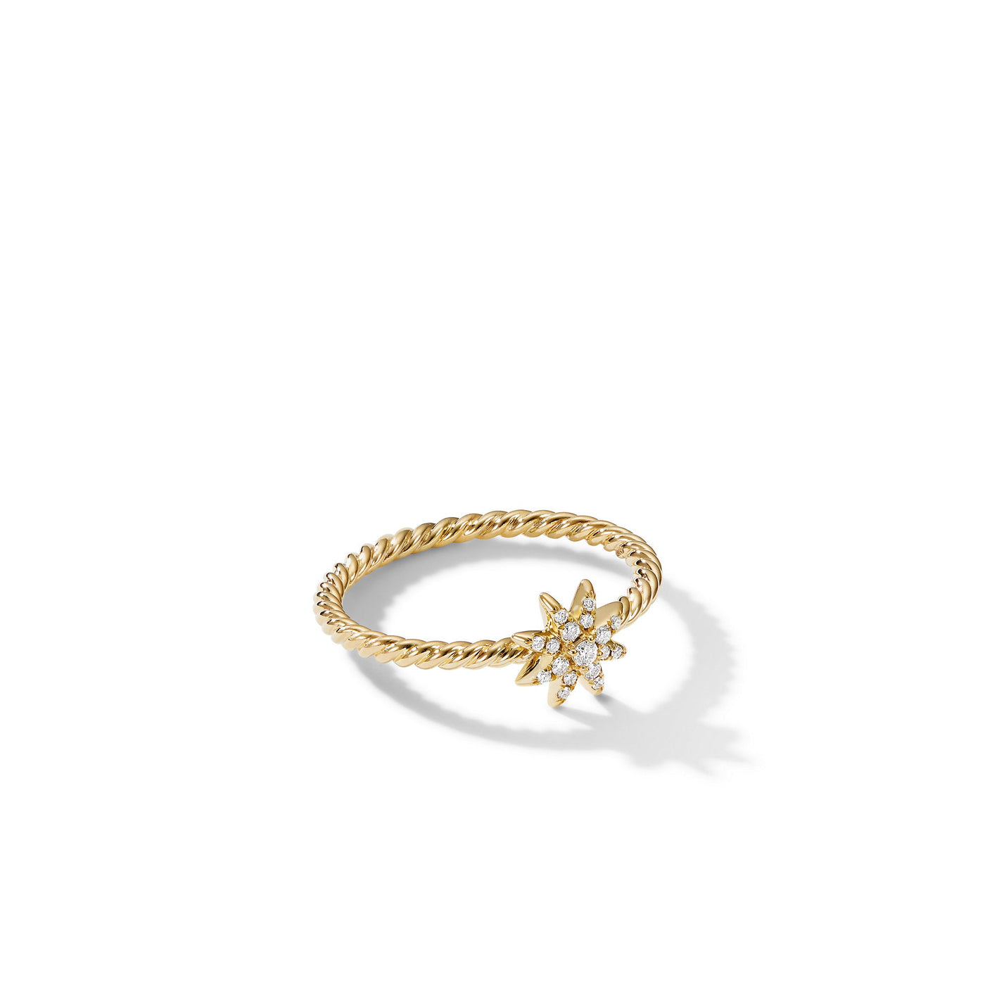 Petite Starburst Station Ring in 18K Yellow Gold with Diamonds\, 7.5mm