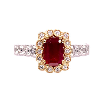 Yellow and White Gold Ruby Ring